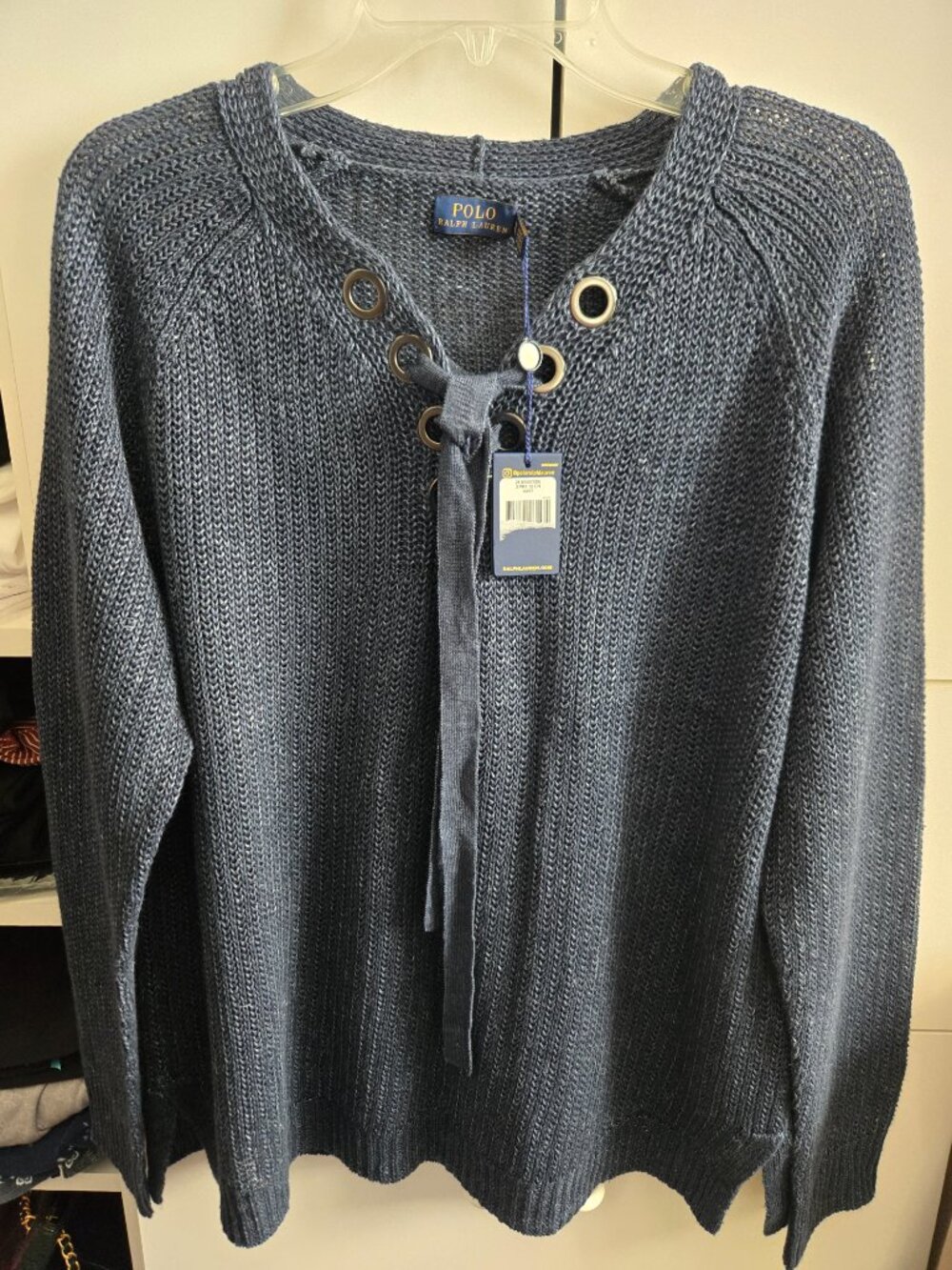 NWT Polo Ralph Lauren XL Blue Linen Sweater